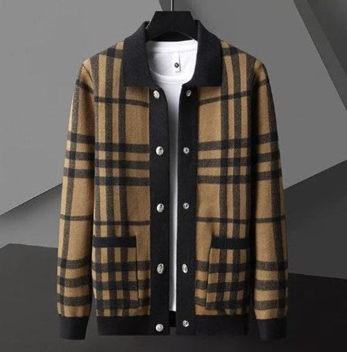 Ralph | Checked Button-Through Mens Knit Jumper
