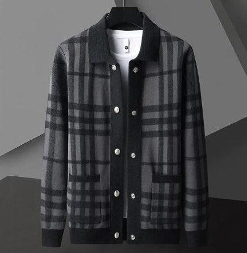 Ralph | Checked Button-Through Mens Knit Jumper