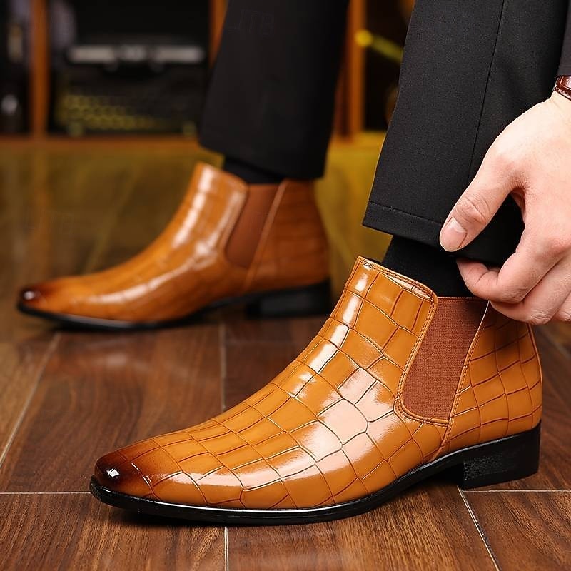 Ralph | Refined Croc-Effect Chelsea Mens Boots