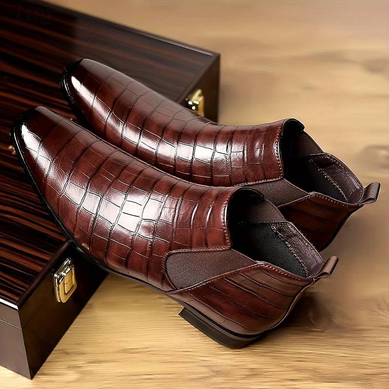 Ralph | Refined Croc-Effect Chelsea Mens Boots