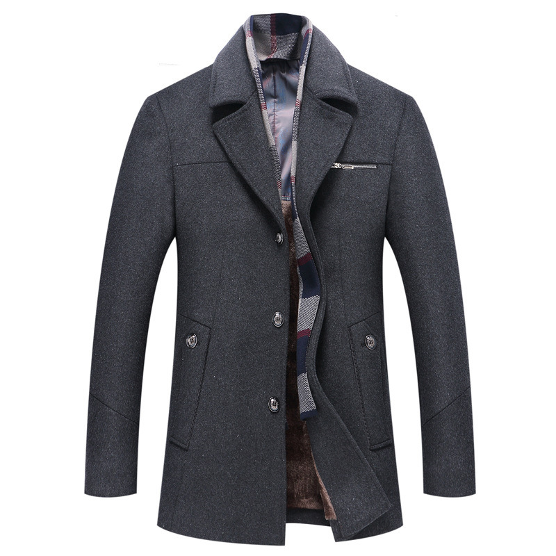 Ralph | Relaxed Longline Wool Coat with Checked Lapel Collar