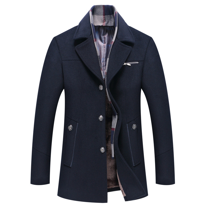 Ralph | Relaxed Longline Wool Coat with Checked Lapel Collar