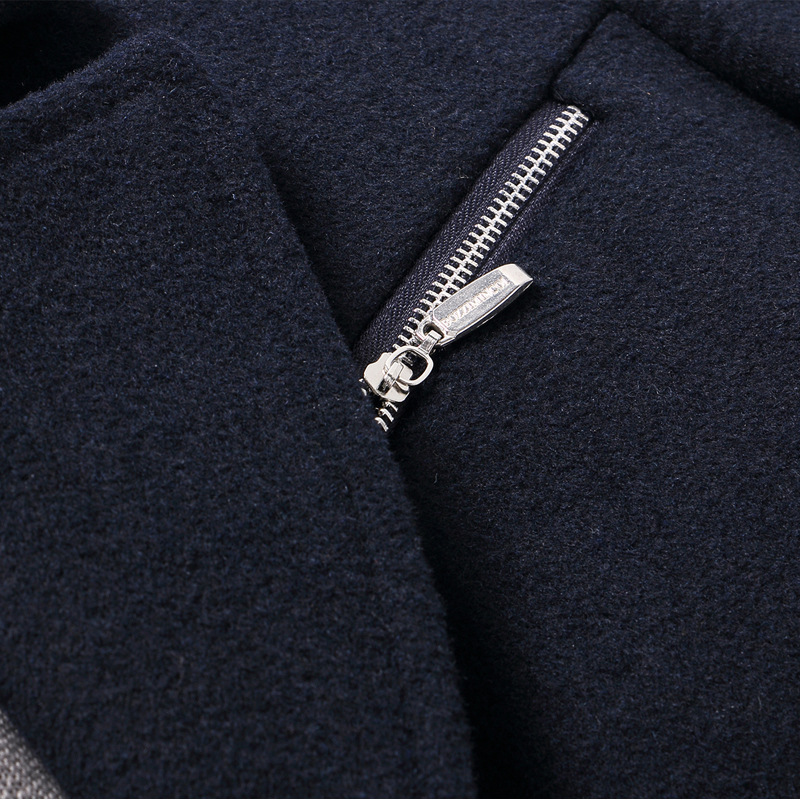 Ralph | Relaxed Longline Wool Coat with Checked Lapel Collar