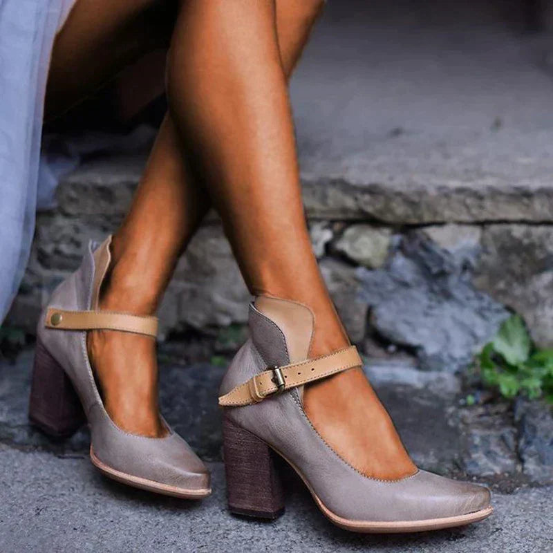 Raya | Effortless Chunky Block Heel Mary Jane Pumps