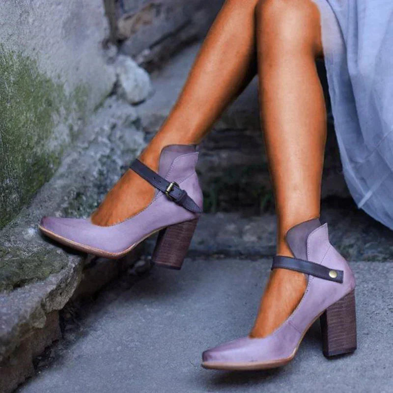 Raya | Effortless Chunky Block Heel Mary Jane Pumps