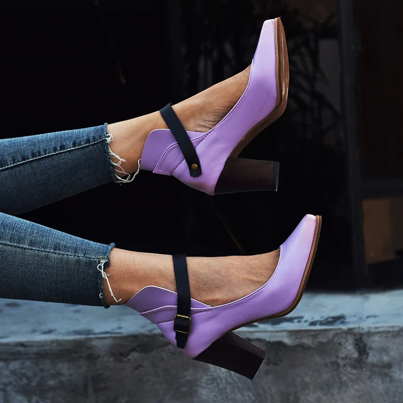 Raya | Effortless Chunky Block Heel Mary Jane Pumps
