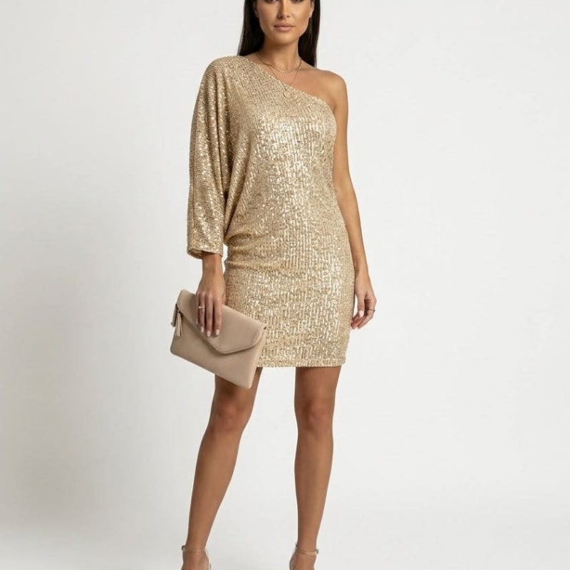 Raya | Effortless Sequin One Shoulder Christmas Dress