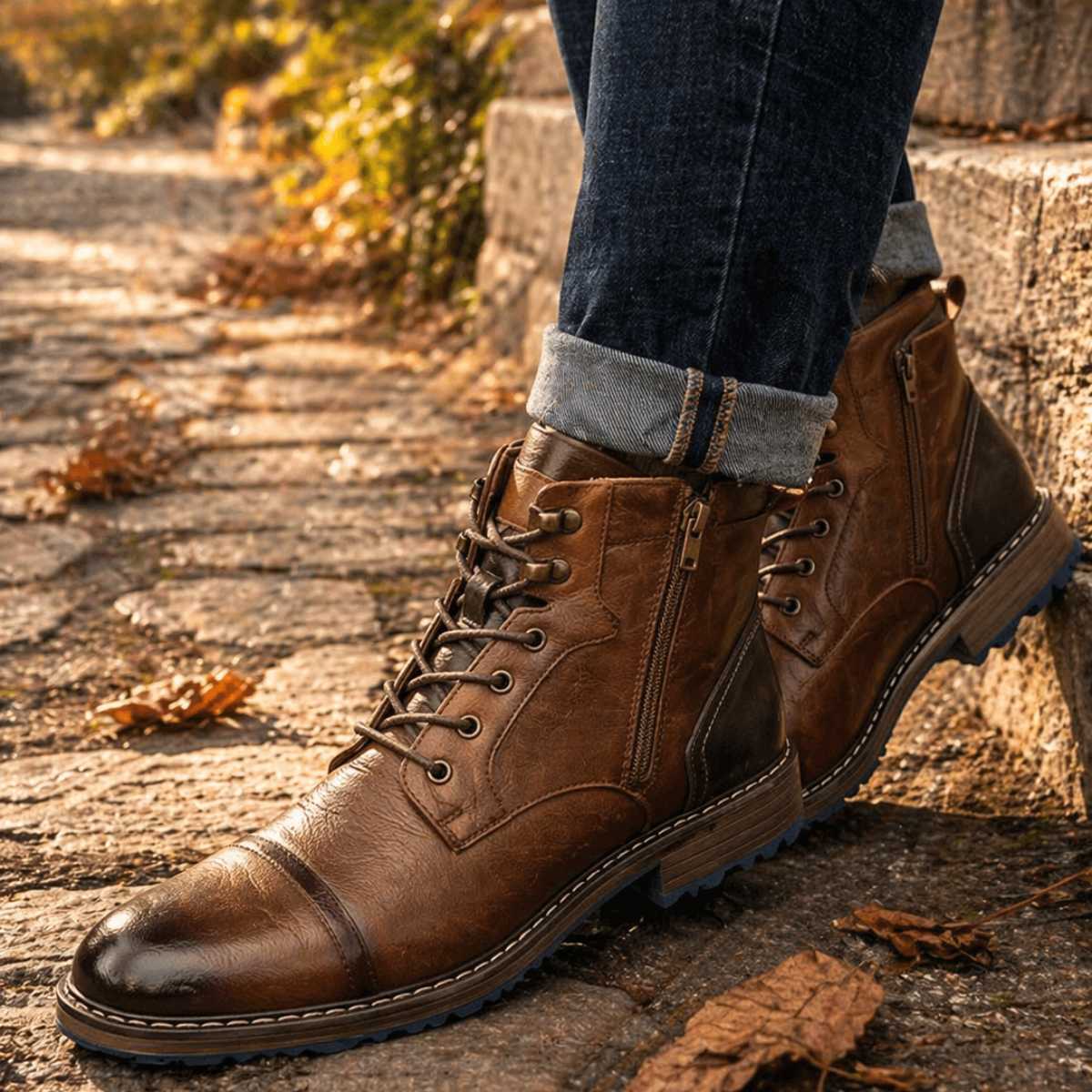 Reggie | Chic Cap Toe Lace-Up Mens Boots