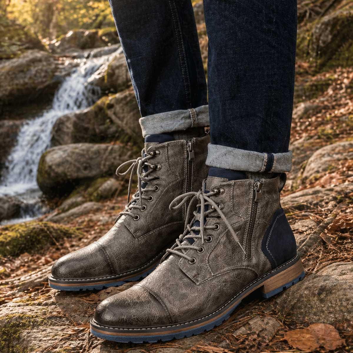 Reggie | Chic Cap Toe Lace-Up Mens Boots