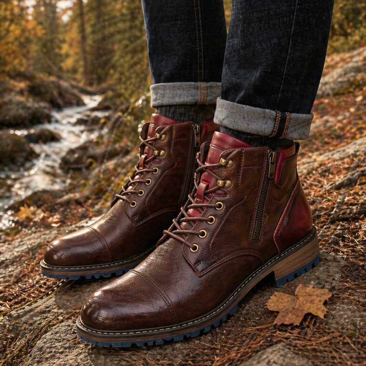 Reggie | Chic Cap Toe Lace-Up Mens Boots