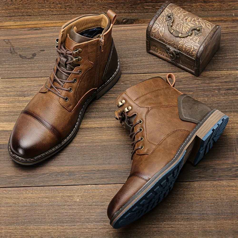 Reggie | Chic Cap Toe Lace-Up Mens Boots