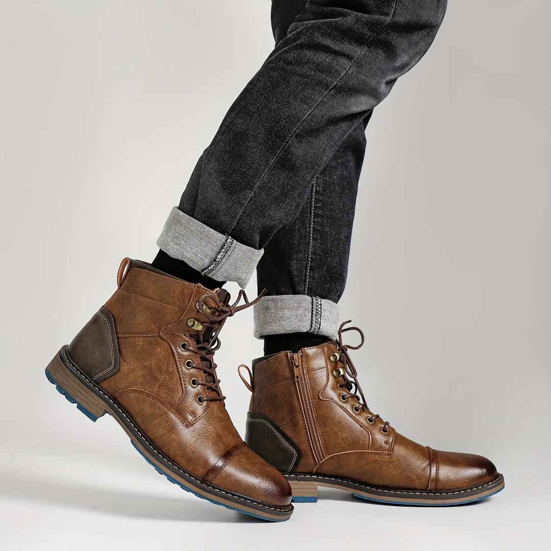 Reggie | Chic Cap Toe Lace-Up Mens Boots