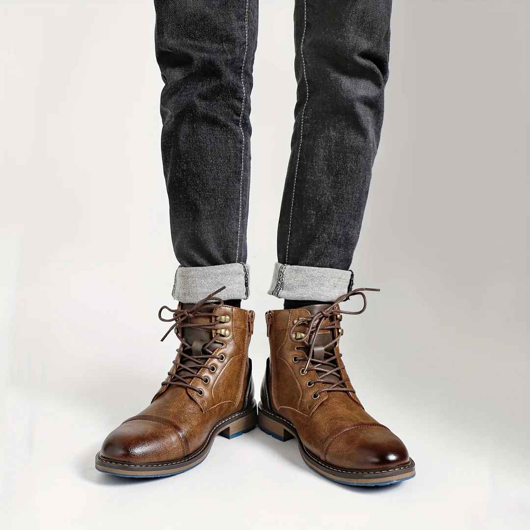 Reggie | Chic Cap Toe Lace-Up Mens Boots