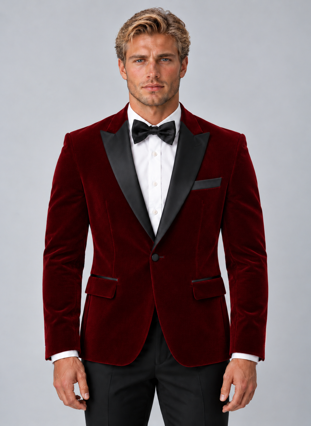 Reggie | Polished Peak Lapel Velvet Blazer Dinner Jacket