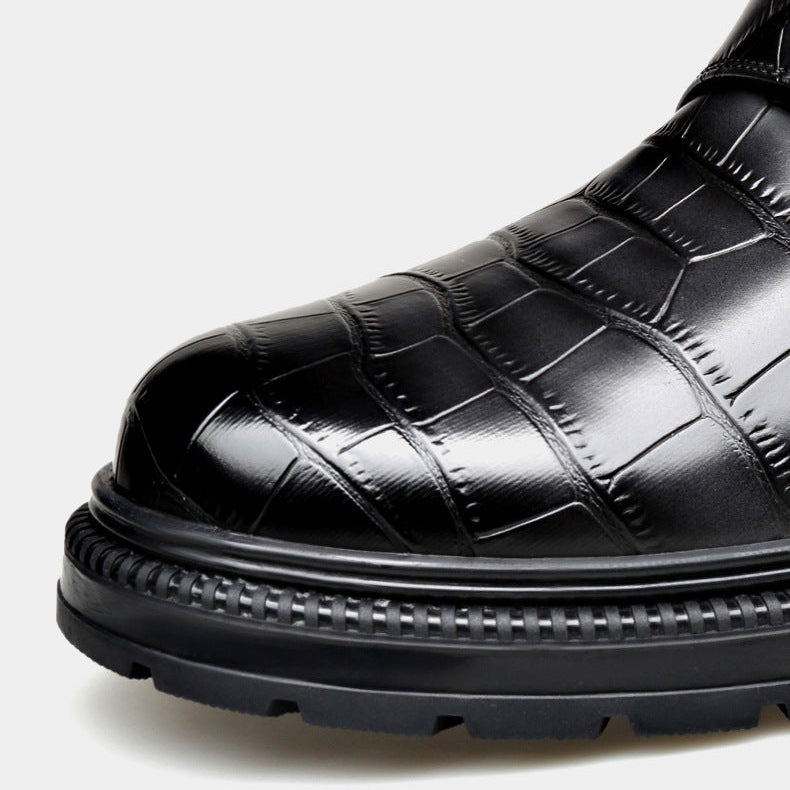 Reggie | Refined Croc-Effect Double Monk Strap Mens Boots