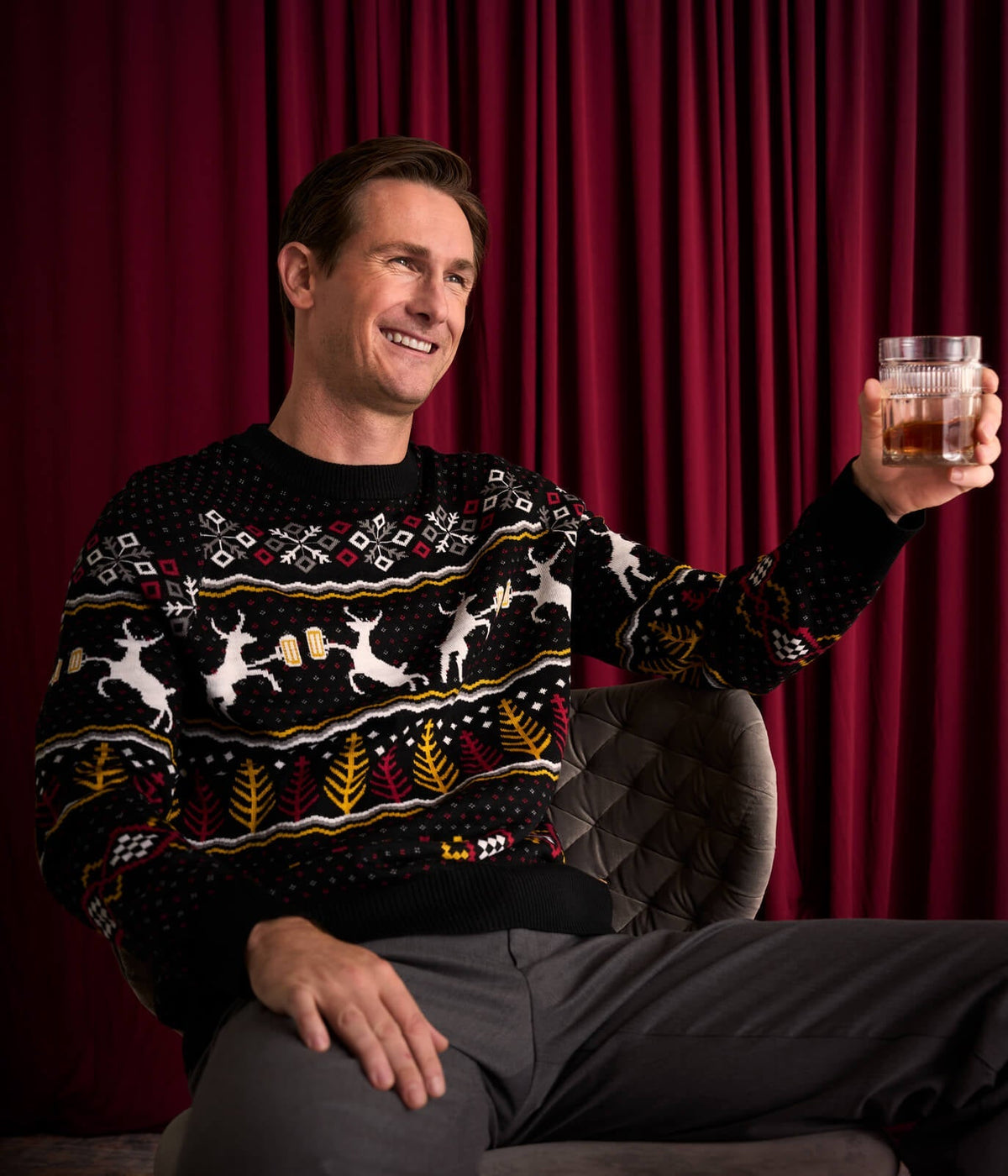 Reggie | Reindeer Crew Neck Mens Christmas Jumper