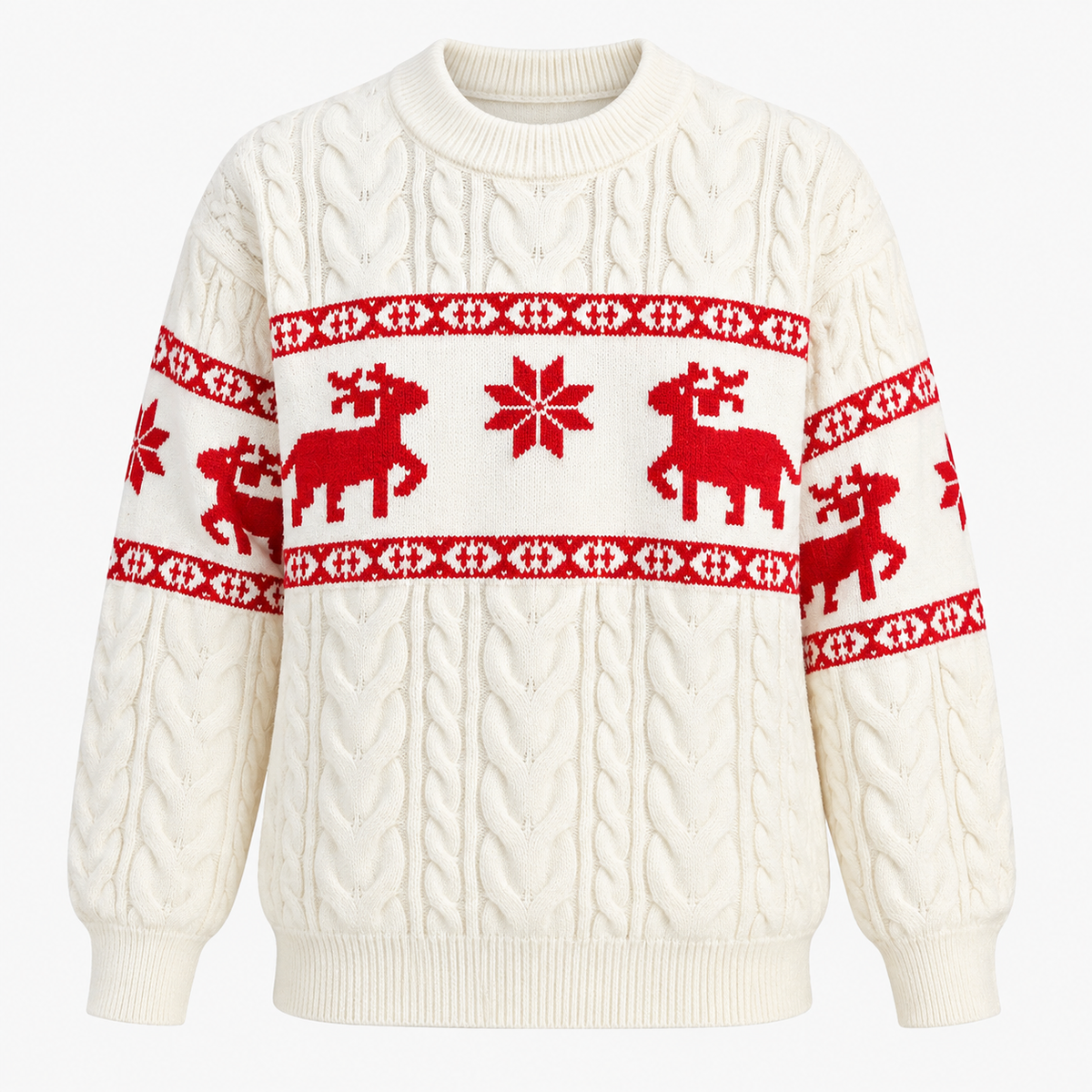 Reggie | Timeless Reindeer Cable Knit Mens Christmas Jumper
