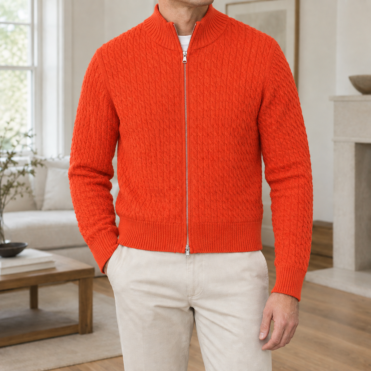 Reuben | Polished Full Zip Mens Knit Jumper