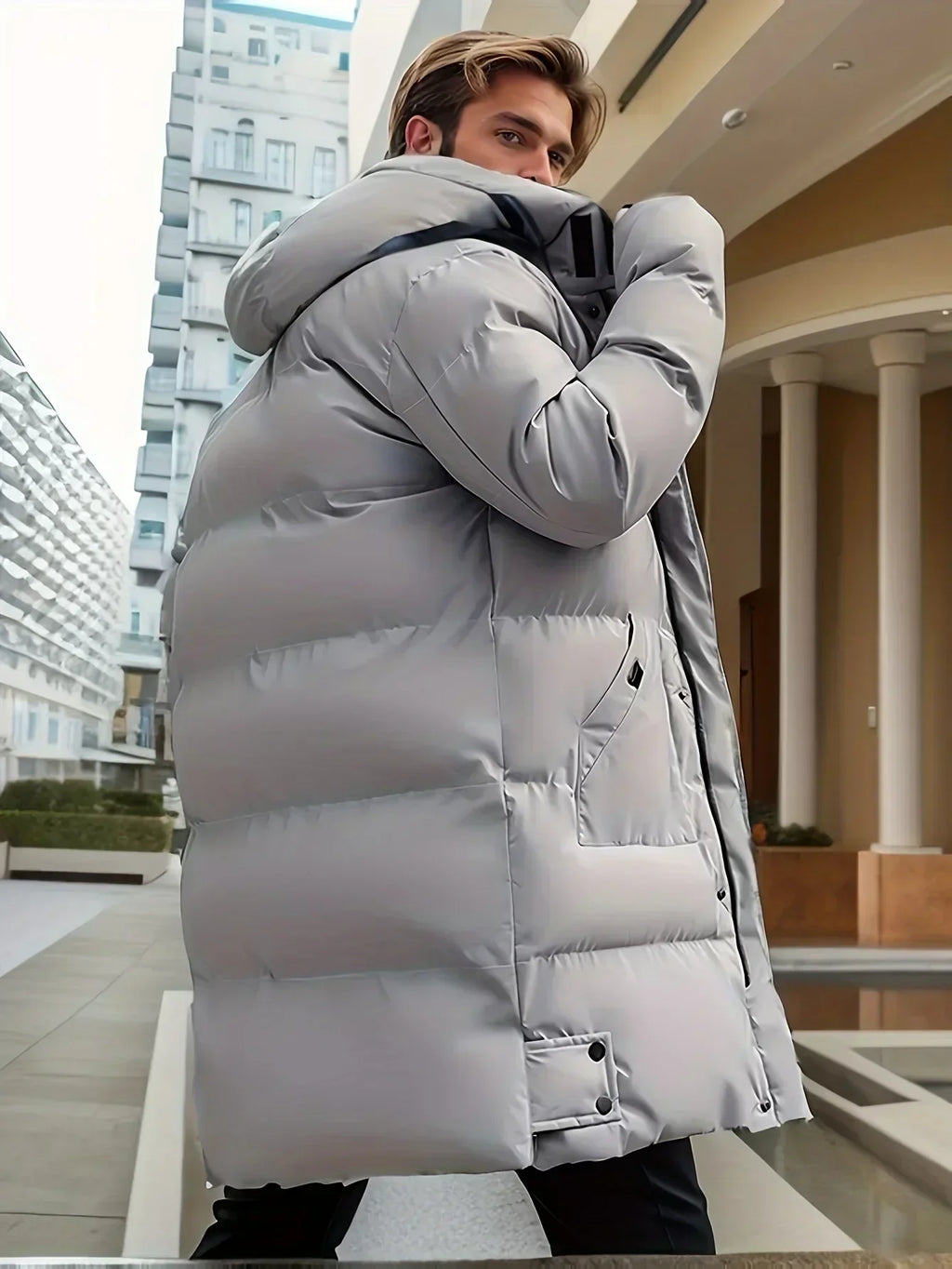 Riley | Refined Hooded Mid-Length Puffer Jacket