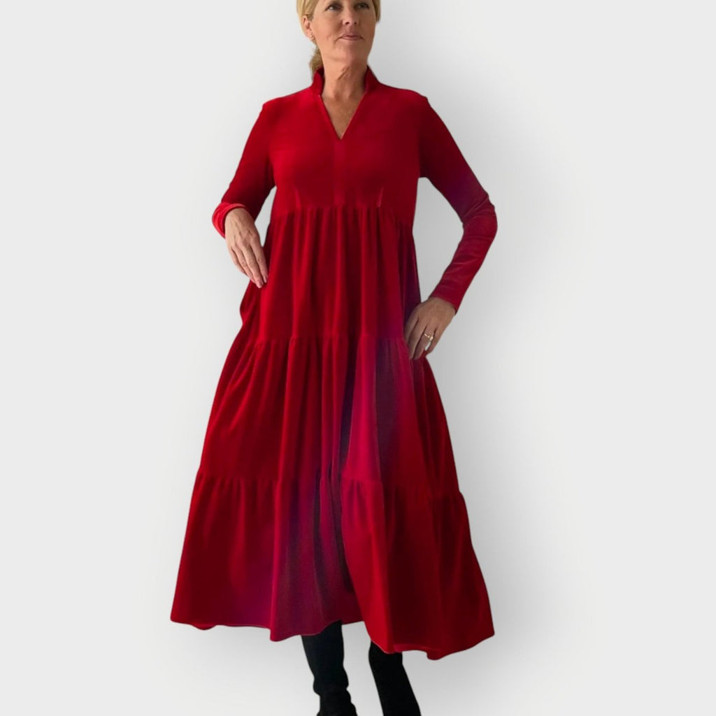 Robyn | Effortless Tiered V-Neck Christmas Dress