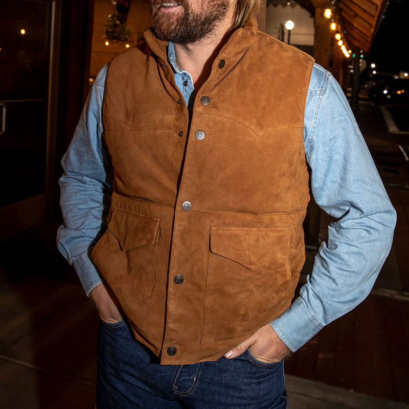 Roman | Classic Snap-Button Suede Jacket Vest