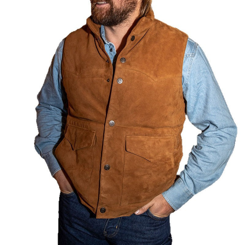 Roman | Classic Snap-Button Suede Jacket Vest