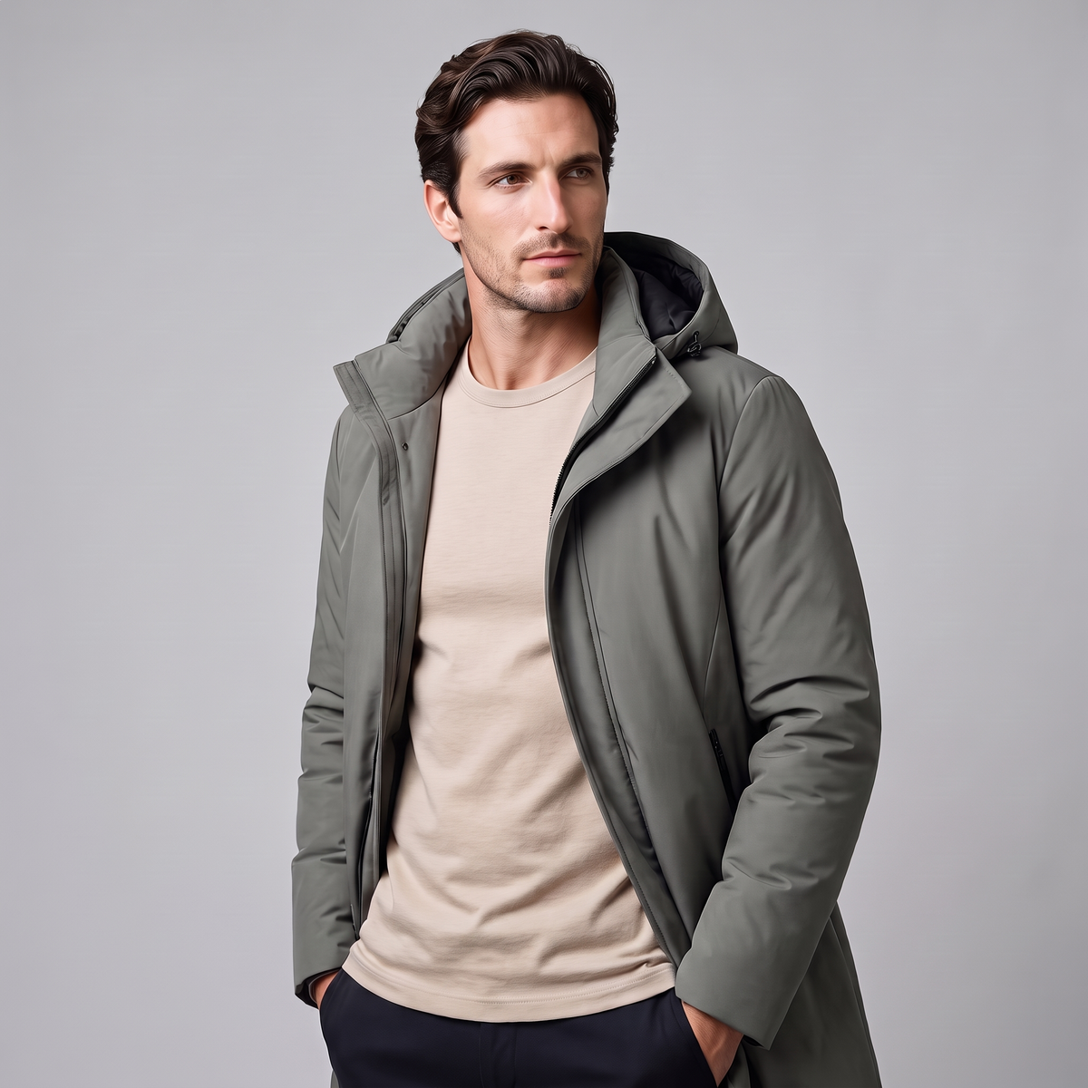Roman | Elegant Hooded Longline Mens Parka Jacket