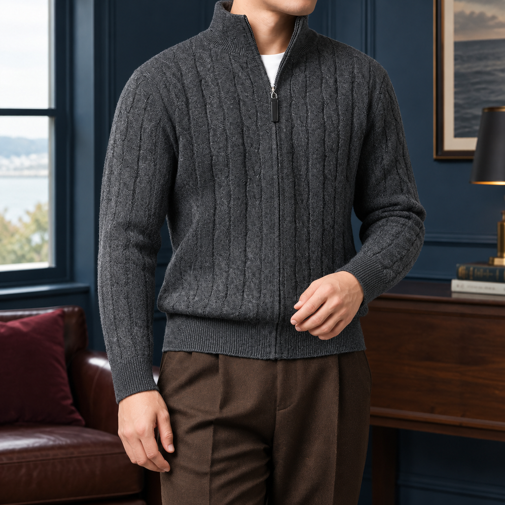Rory | Polished Full Zip Mens Knit Jumper