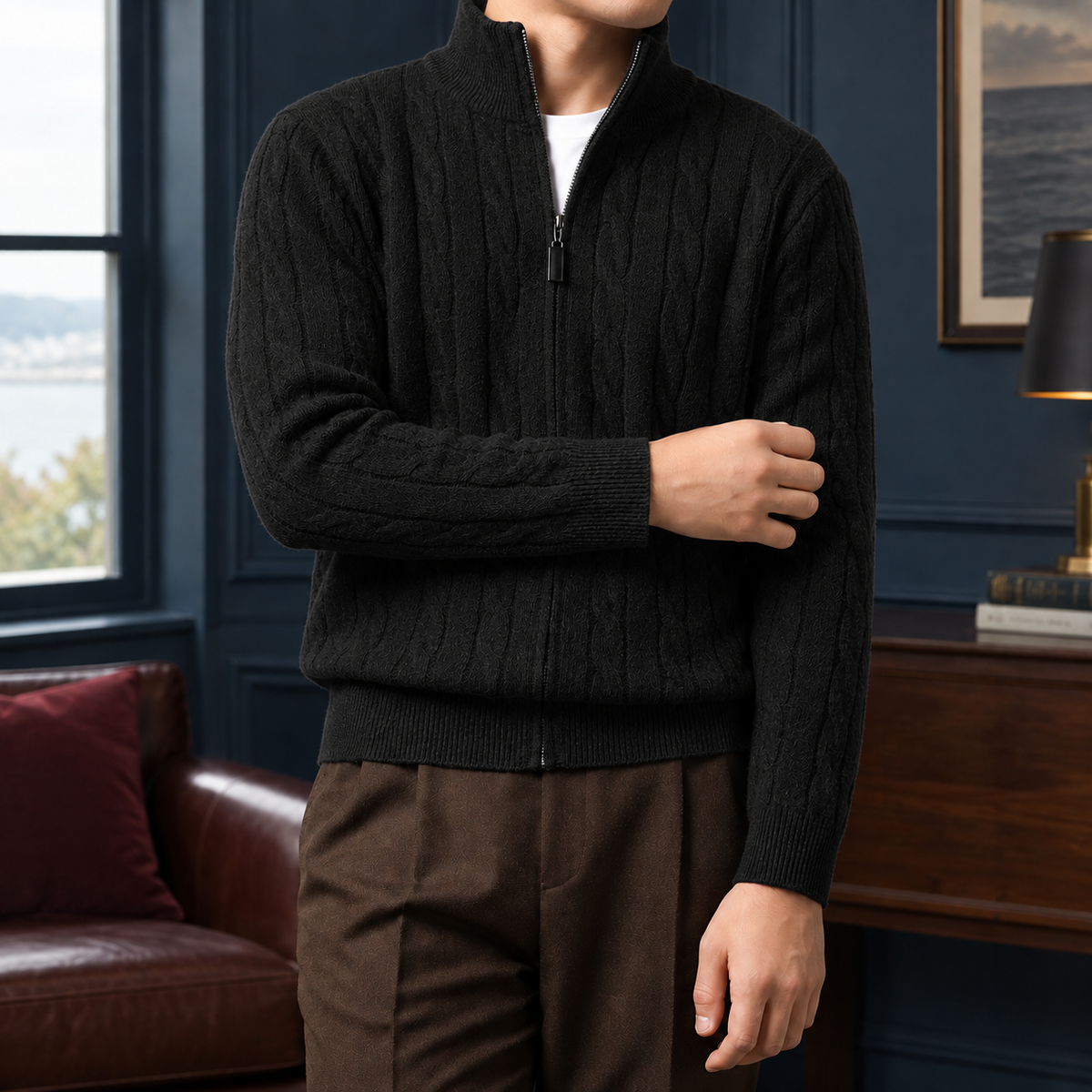 Rory | Polished Full Zip Mens Knit Jumper