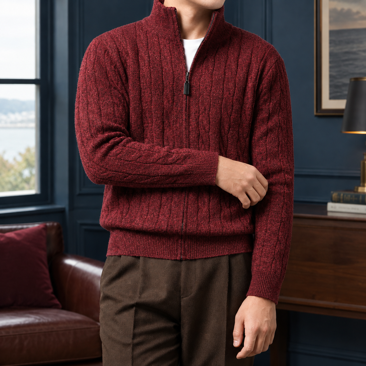 Rory | Polished Full Zip Mens Knit Jumper