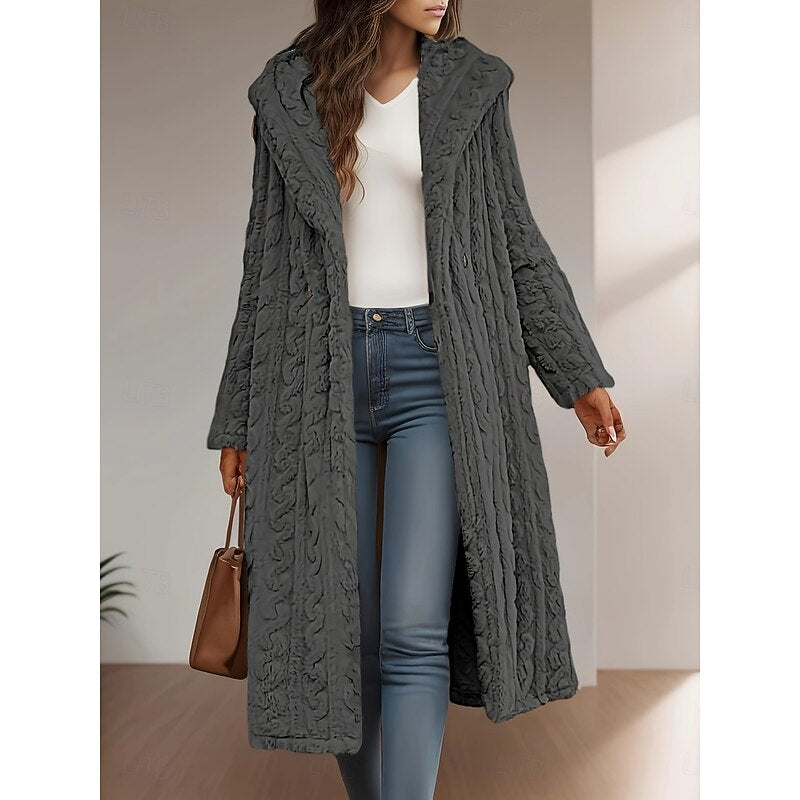 Rosa | Stylish Longline Hooded Faux Fur Coat