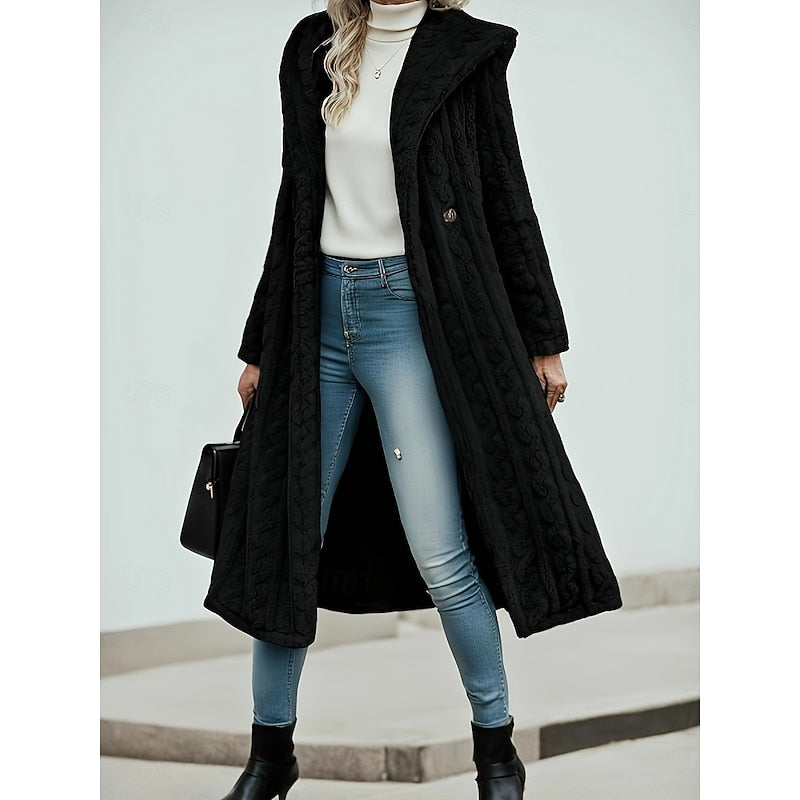 Rosa | Stylish Longline Hooded Faux Fur Coat