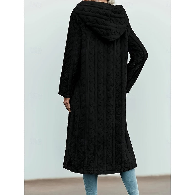 Rosa | Stylish Longline Hooded Faux Fur Coat