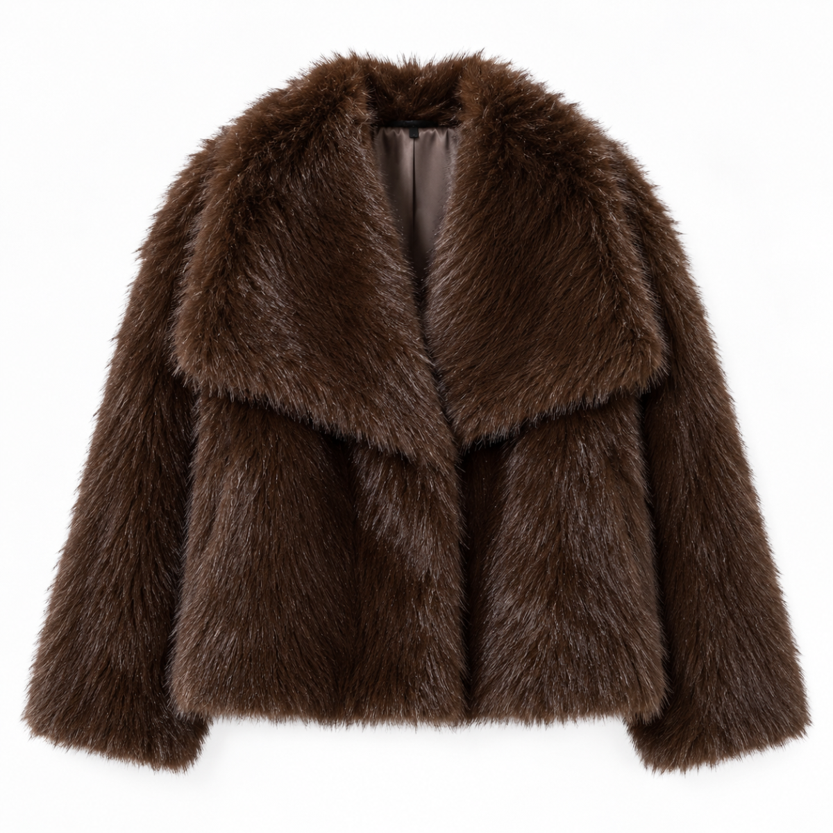 Rose | Effortless Cropped Faux Fur Coat with Oversized Collar