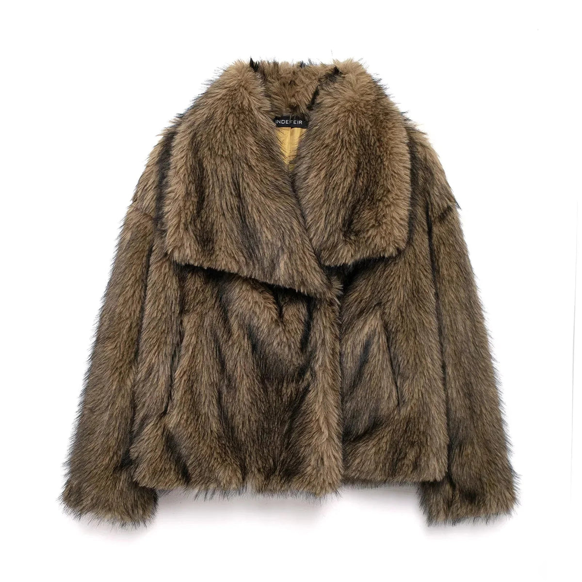Rose | Effortless Cropped Faux Fur Coat with Oversized Collar
