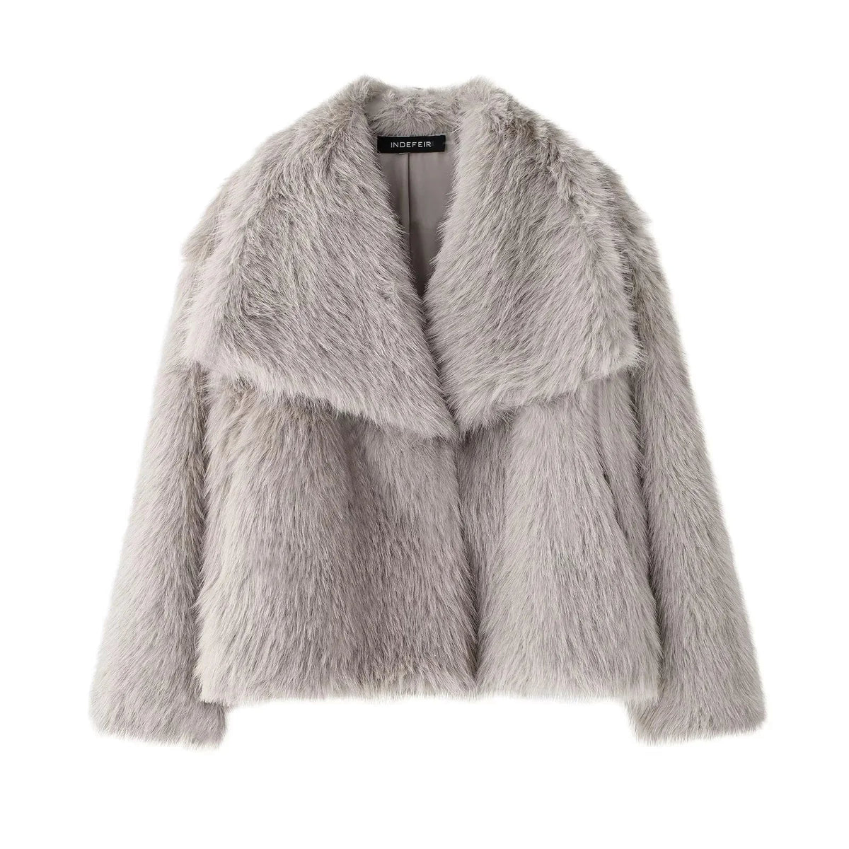 Rose | Effortless Cropped Faux Fur Coat with Oversized Collar