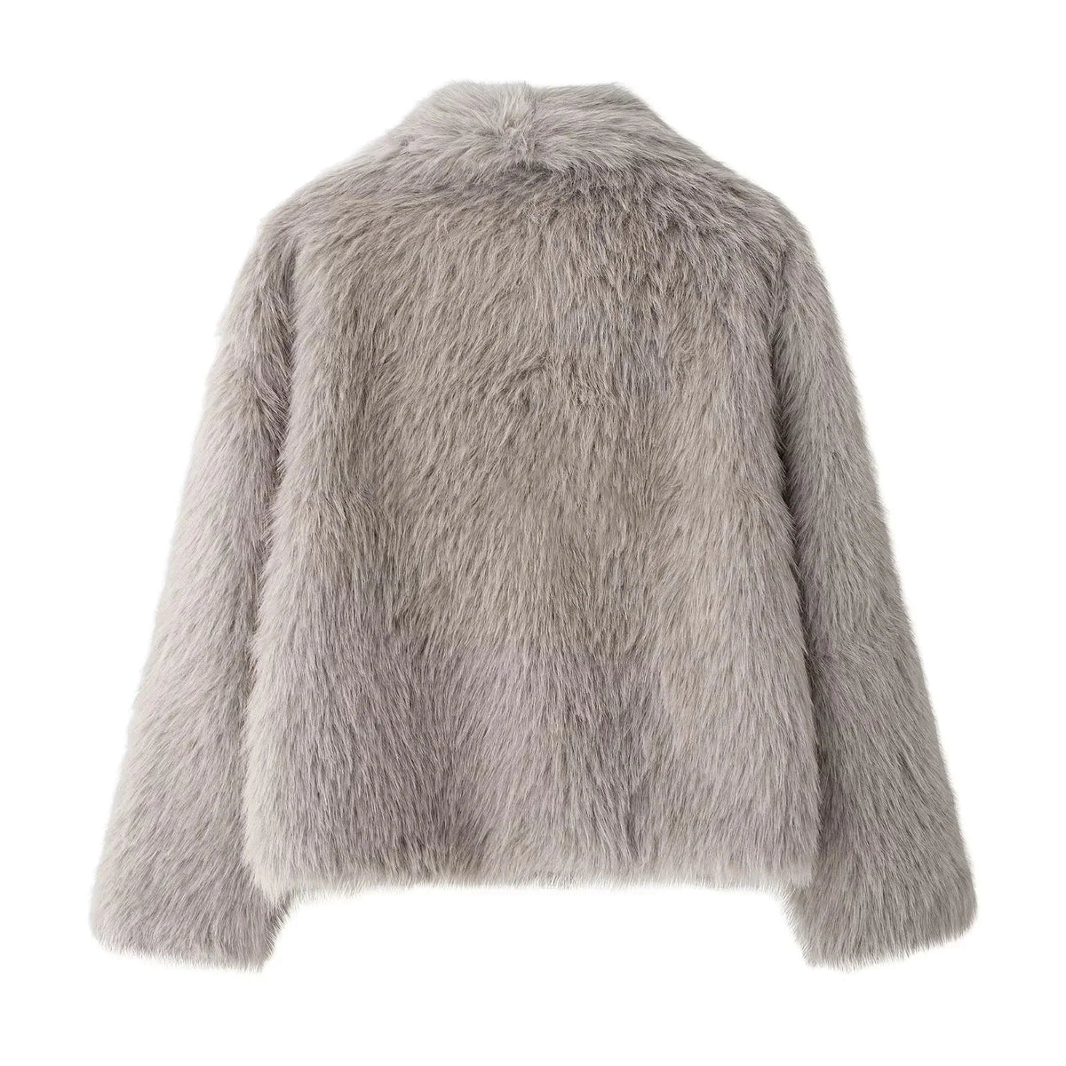 Rose | Effortless Cropped Faux Fur Coat with Oversized Collar