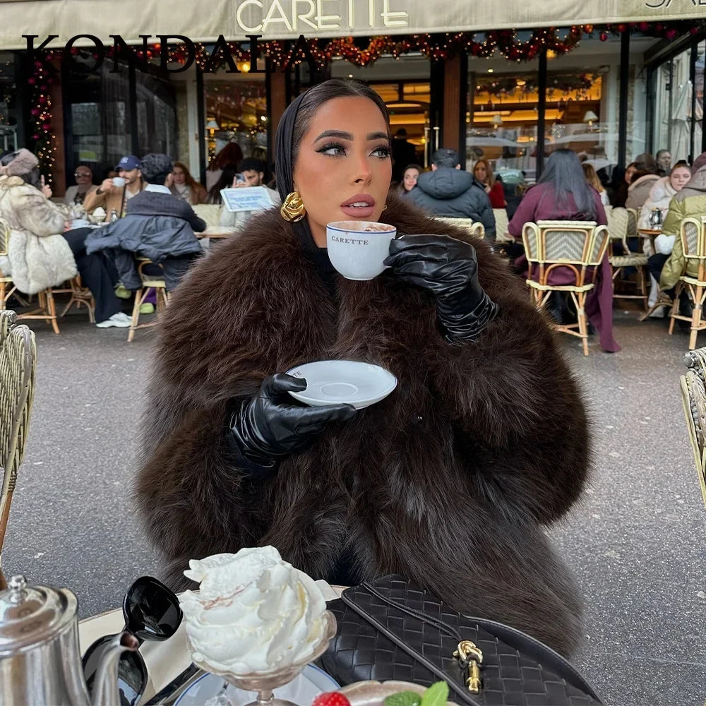 Rose | Effortless Cropped Faux Fur Coat with Oversized Collar