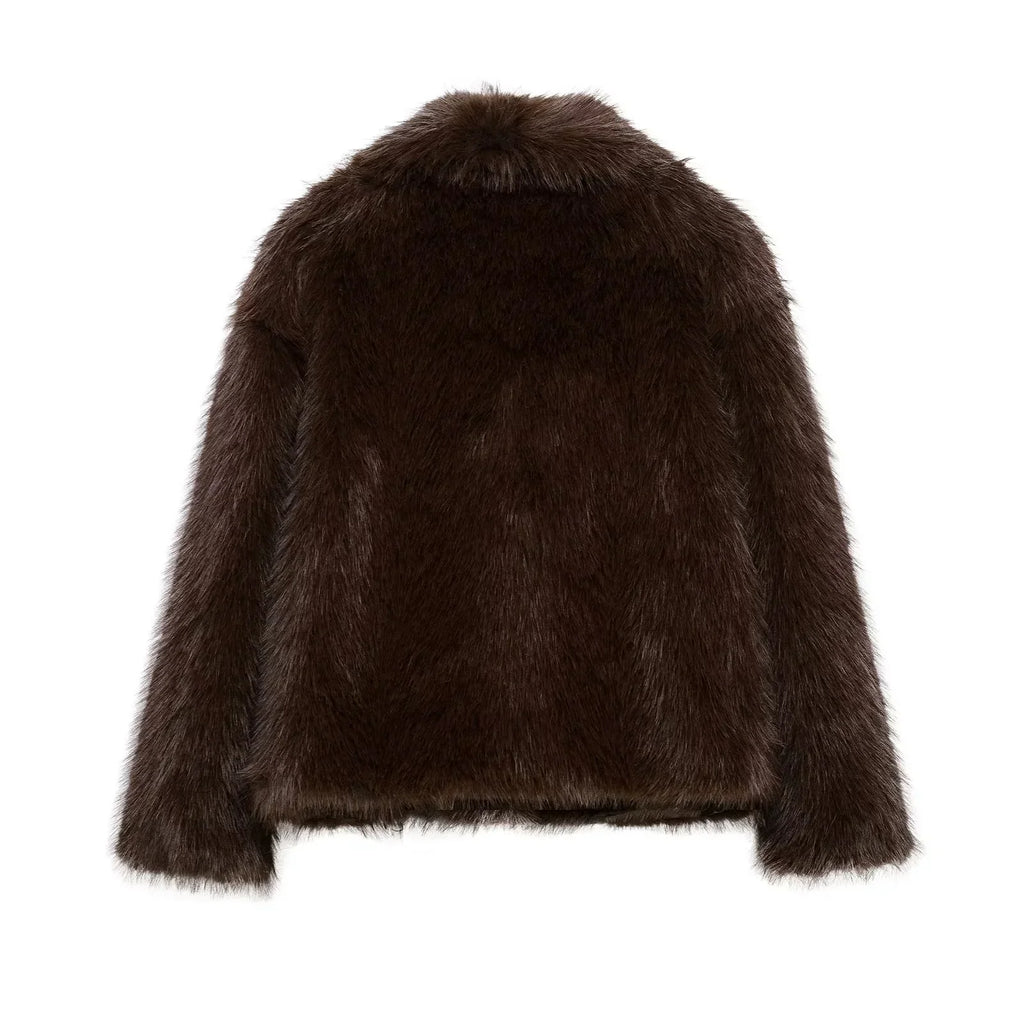 Rose | Effortless Cropped Faux Fur Coat with Oversized Collar