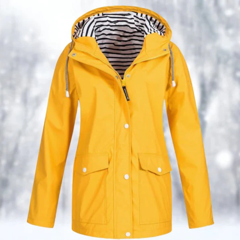 Rose | Elegant Hooded Waterproof Jacket with Zip Pockets