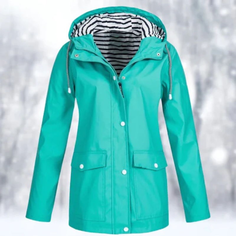 Rose | Elegant Hooded Waterproof Jacket with Zip Pockets