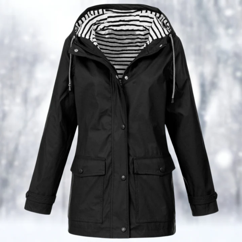 Rose | Elegant Hooded Waterproof Jacket with Zip Pockets