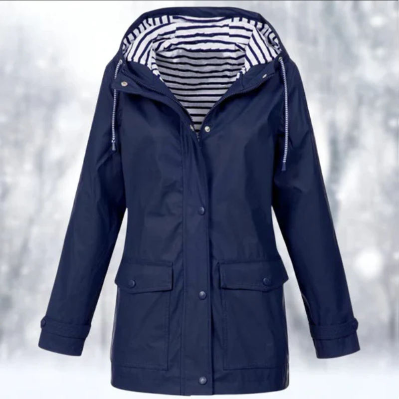 Rose | Elegant Hooded Waterproof Jacket with Zip Pockets