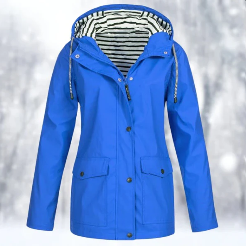Rose | Elegant Hooded Waterproof Jacket with Zip Pockets