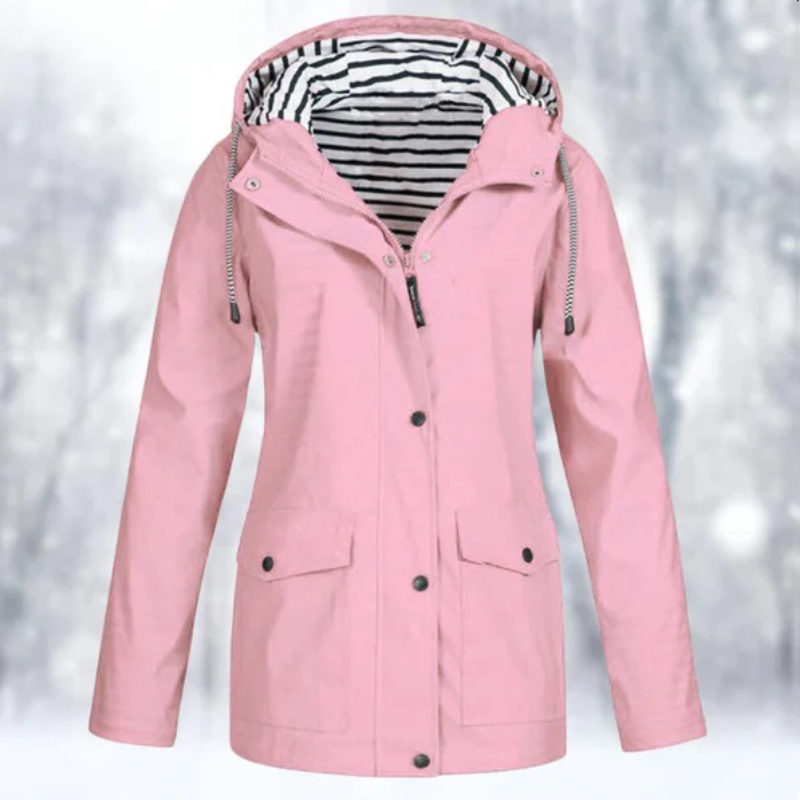 Rose | Elegant Hooded Waterproof Jacket with Zip Pockets