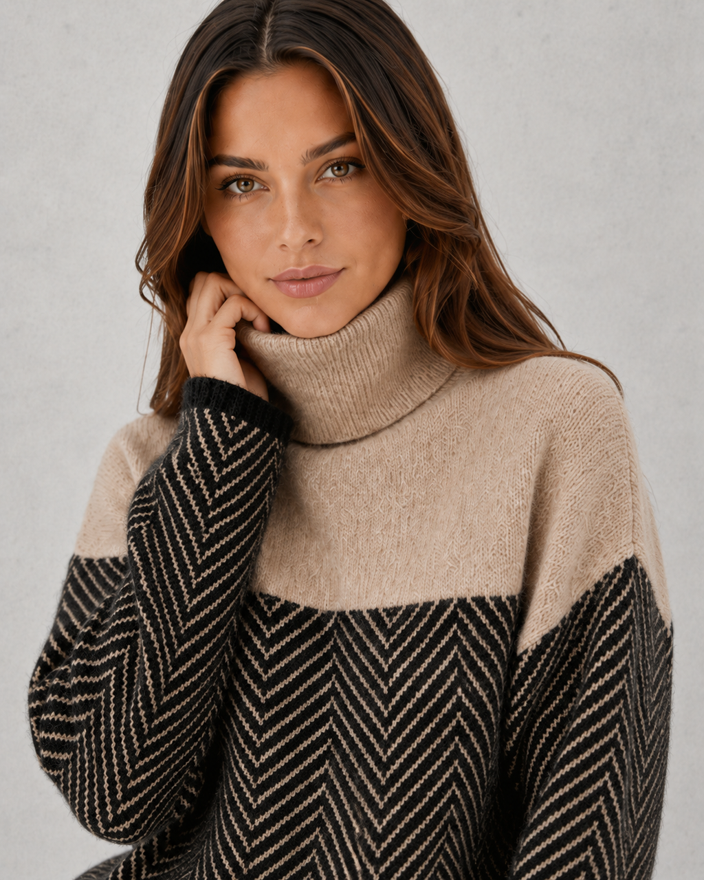 Rosie | Classic Herringbone Colour Block Christmas Jumper for Women