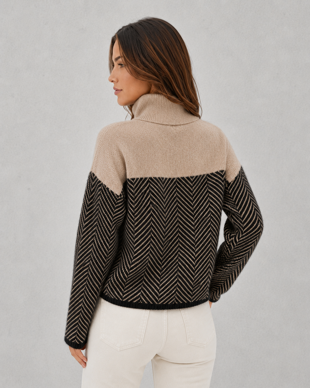 Rosie | Classic Herringbone Colour Block Christmas Jumper for Women