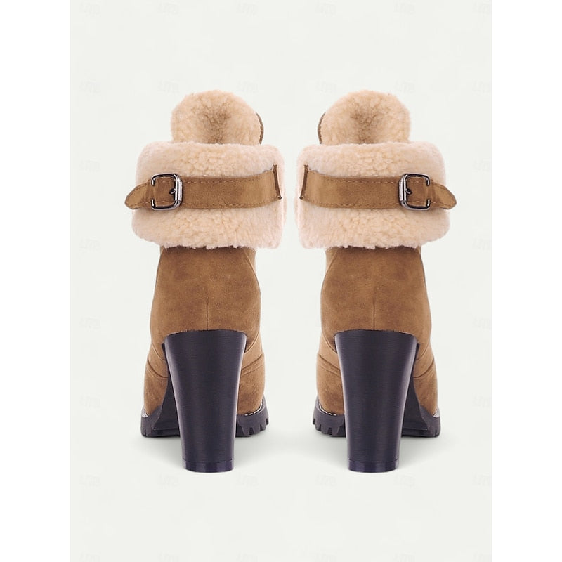 Rosie | Polished Fold-Over Cuff Lace-Up Heeled Snow Boots