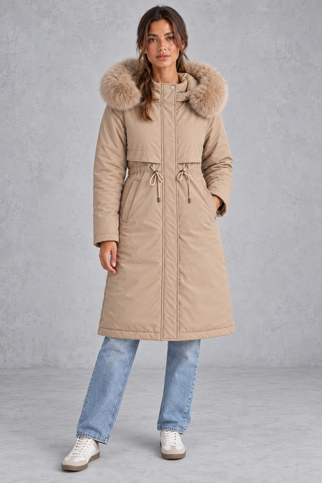 Rosie | Sophisticated Hooded Faux Fur Coat Longline Winter Parka