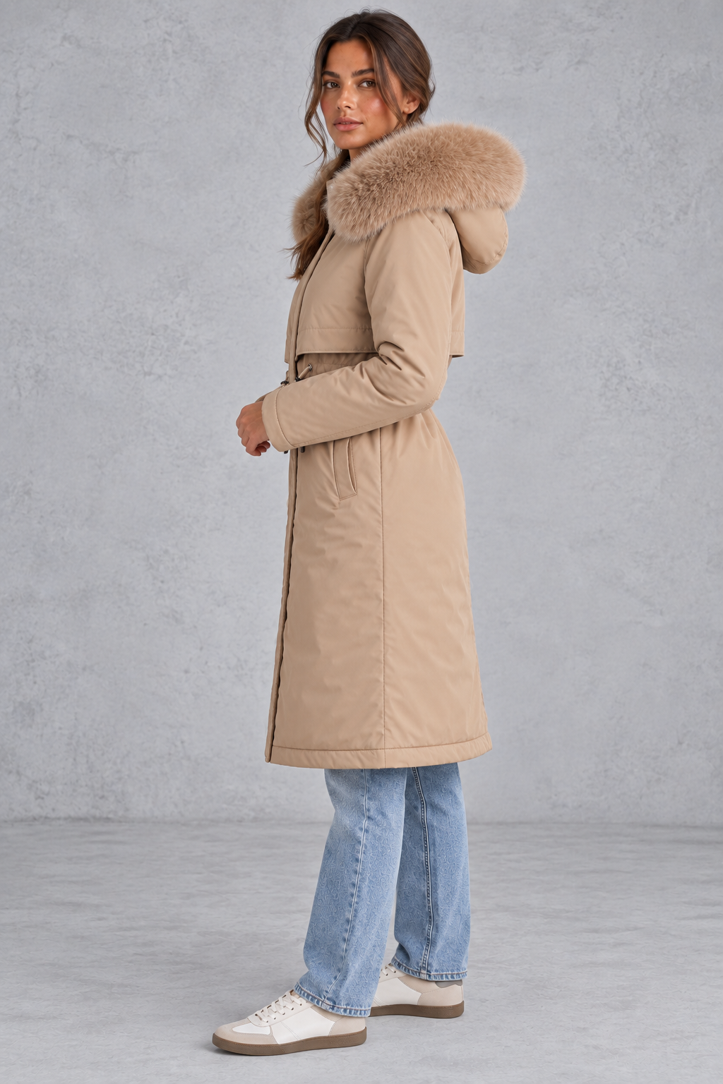 Rosie | Sophisticated Hooded Faux Fur Coat Longline Winter Parka